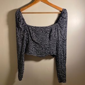 & other stories smock puff sleeve blouse dots